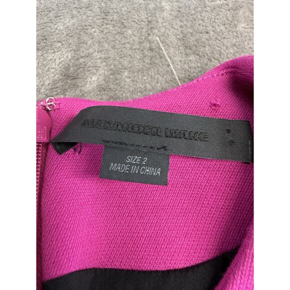 Alexander Wang Fuchsia Long Sleeve Mini Dress Asymmetric Zip Cotton Blend sz 2 - Picture 14 of 15